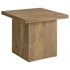 23.5 in. Brown Square Wood End Table with Wooden Frame