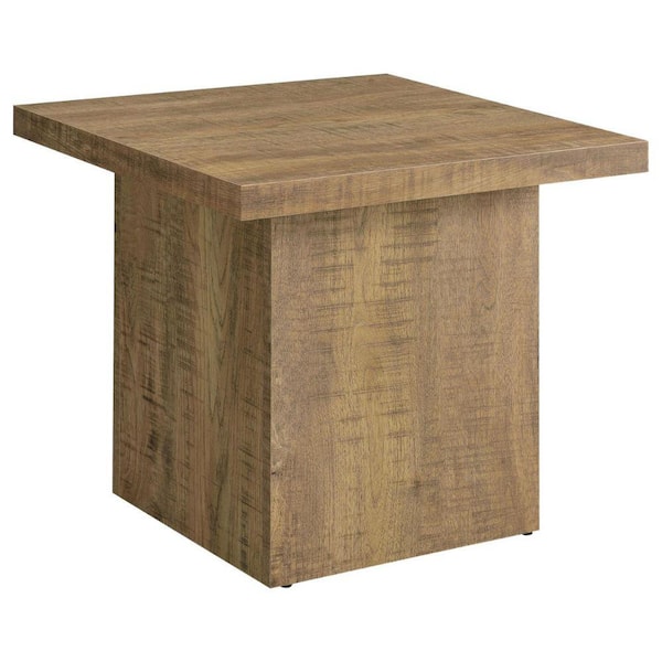 Benjara 23.5 in. Brown Square Wood End Table with Wooden Frame