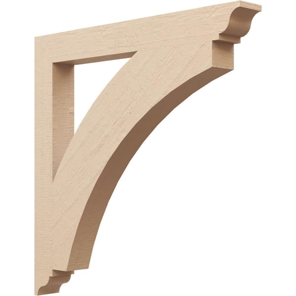 Ekena Millwork 3.5 in. x 32 in. x 32 in. Thorton Traditional Rough Cedar Woodgrain Timberthane Polyurethane Bracket, Primed Tan