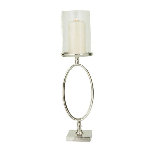 Litton Lane Silver Aluminum Hurricane Lamp