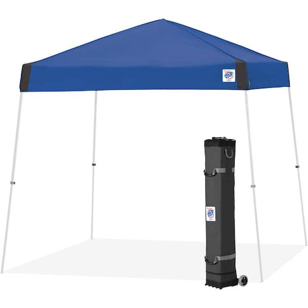 E-Z UP Vista Series 10 ft. x 10 ft. Blue Instant Canopy Pop Up Tent with White Angled Legs with Roller Bag
