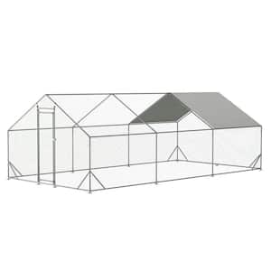 Anky 79 in. H x 240 in. W x 120 in. D Metal Poultry Fencing, Large Galvanized Steel Chicken Coop Poultry Cage in Silver