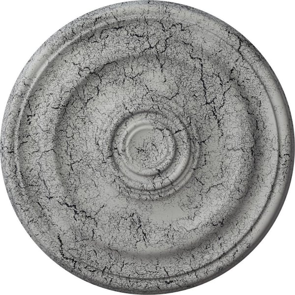 Ekena Millwork 1-1/2 in. x 15-3/4 in. x 15-3/4 in. Polyurethane Devon Ceiling Medallion, Ultra Pure White Crackle