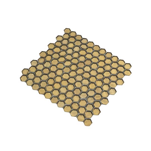 Apollo Tile Moonstone Blue 10-in x 11-in Glossy Glass Hexagon Floor and Wall Tile (8.63-sq. ft/ Carton)