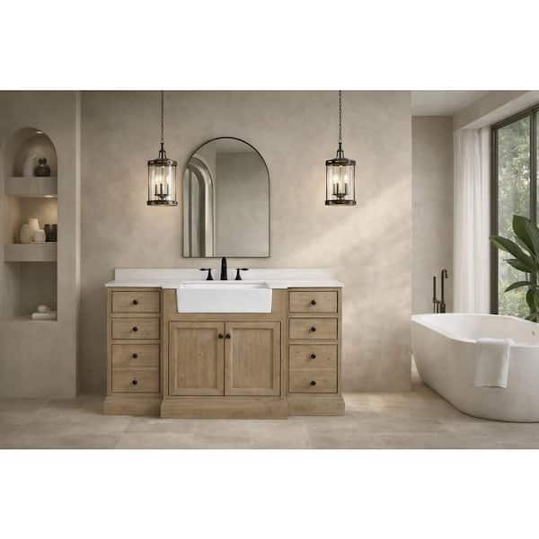 Kelly 60 in. W x 20.5 in. D x 34.5 in. H Bath Vanity in Weathered Fir with White Engineered Stone Top with White Basin