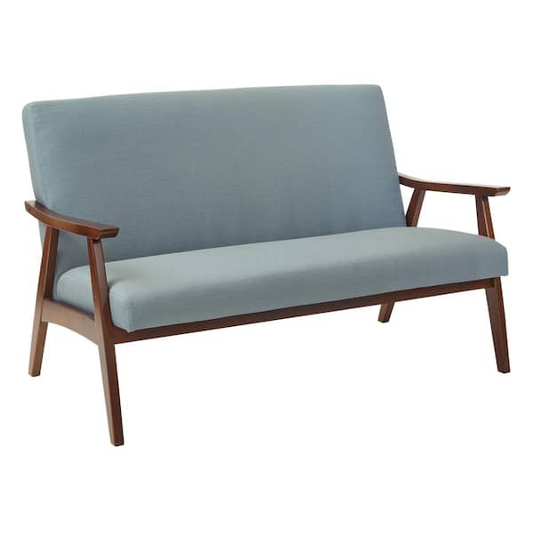 Office Star Products Davis 52 in. Sea Polyester 2-Seat Loveseat with Wood Frame