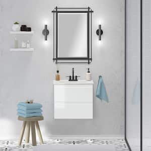 Crawley 24 in. W x 18 in. D x 21 in. H Single Sink Floating Bath Vanity in White Gloss with White Porcelain Top