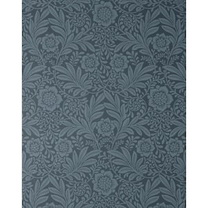 Camille Navy Damask Matte Non-pasted Paper Wallpaper