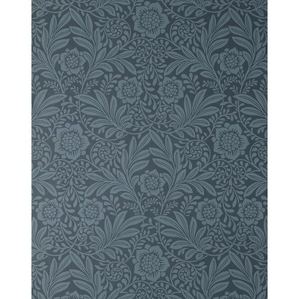 Camille Navy Damask Matte Non-pasted Paper Wallpaper
