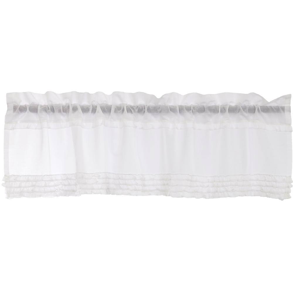 1 White Triple Ruffle Country Cottage Cotton Window Valance 71" x 14" 