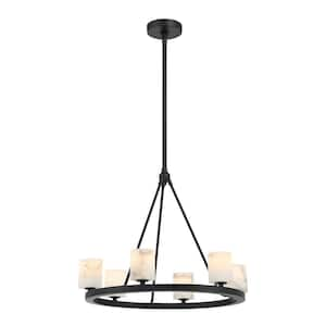 00633779095160, Aragon 6-Light Matte Black Chandelier