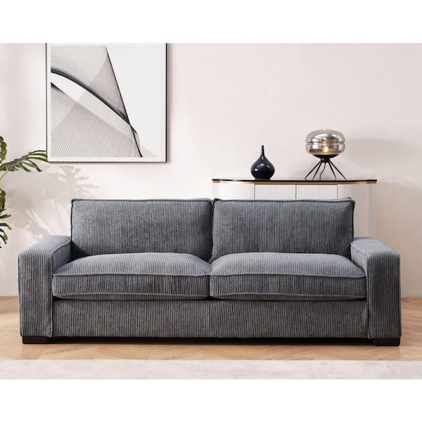 Kulpmont Collection 79.5 in. Wide Square Arm Polyesters Fabric Mid-Century Modern Rectangle Sofa in Grey