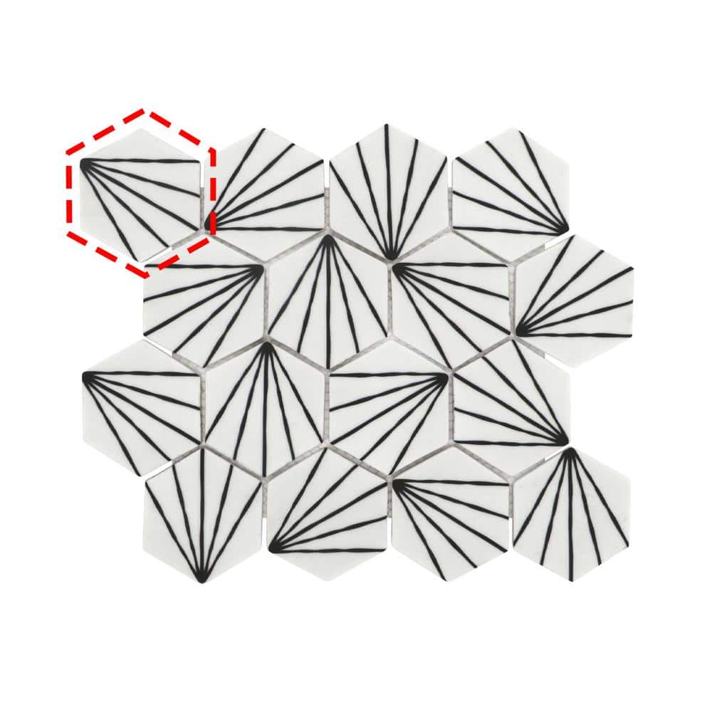 Art Deco White Hexagon 6 in. x 6 in. Recycled Glass Matte Patterned Mosaic Floor and Wall Tile (0.25 sq.ft.) price history on PriceWatchPro