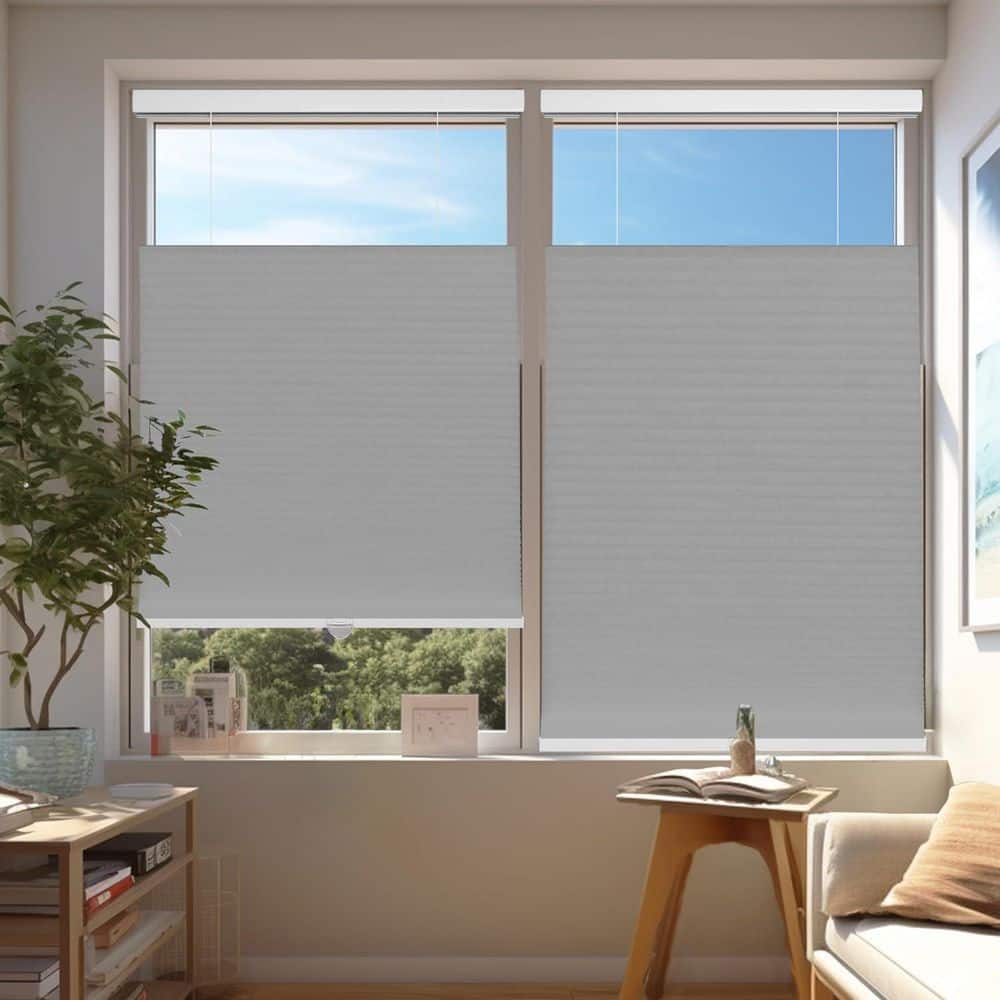 Cut-to-Size Silver Light Filtering Cordless Top Down Bottom Up Polyester Cellular Shades 35 in. W x 72 in. L price history on PriceWatchPro