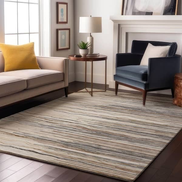 Mayfield Premium Machine Washable Abstract AMF996 Ivory 5 ft. x 7 ft. 6 in. Area Rug
