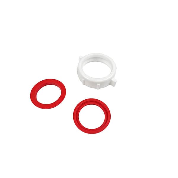1-1/2 in. Plastic P-Trap Slip Joint Nuts and Washers Pro Pack with RED TPE Flanged Washers 5-pack