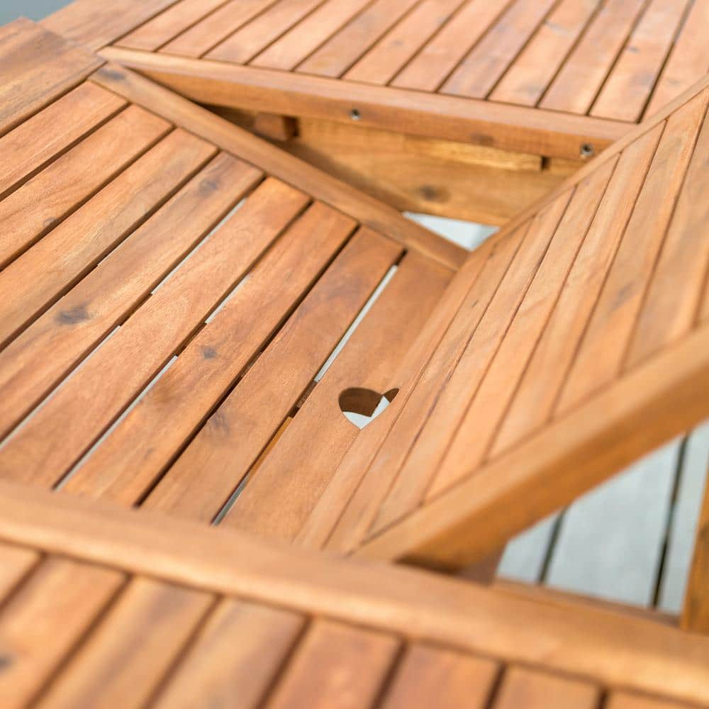 Brown Curved Acacia Wood Patio Dining Set for 4
