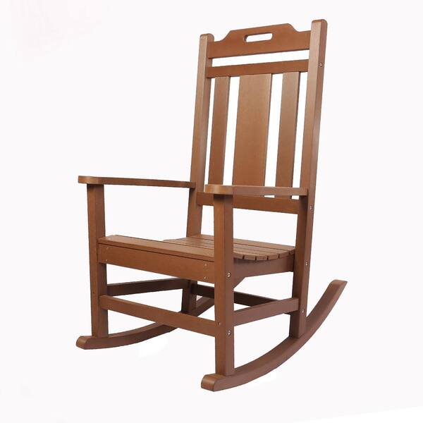 Polyteak Modern All Weather Brown Rocking Plastic Adirondack Chair Rck 3sl Brn Polyteak Modern All Weather Brown, All Weather Adirondack Rocking Chairs