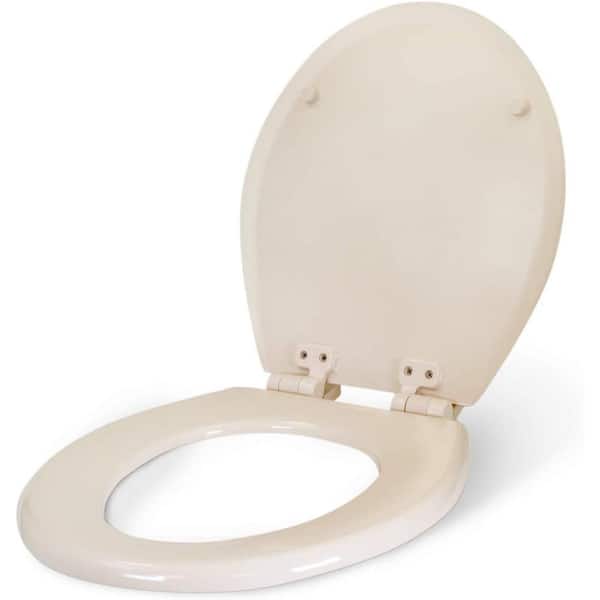 TOILET SEAT Front Round Closed Standard Replacement Wood Seat Hinges Gloss White 