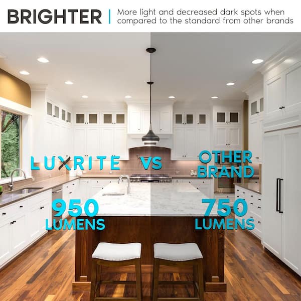 Luxrite 4 Inch LED Recessed Can Lights 10W 5 CCT Dimmable Black Trim 4-Pack 688099260996 - View #3