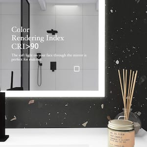 24 in. W x 32 in. H Rectangular Frameless LED Anti-Fog Wall Bathroom Vanity Mirror with Bluetooth Function