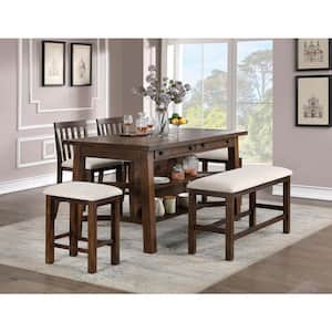 Creeke Rustic Oak Wood Counter Height Dining Table (Seats 8)