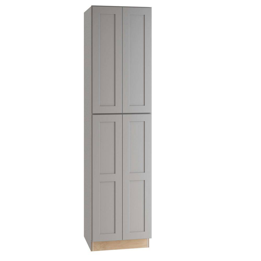 Newport 24 in. W x 24 in. D x 90 in. H Assembled Plywood Utility Pantry Kitchen Cabinet in Gray Painted with Soft Close