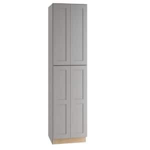 Newport Pearl Gray Painted Plywood Shaker Assembled Utility Pantry Kitchen Cabinet SftCls 24 in. W x 24 in. D x 90 in. H