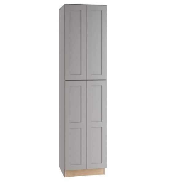 Home Decorators Collection Newport 24 in. W x 24 in. D x 90 in. H Assembled Plywood Pantry Kitchen Cabinet in Pearl Gray with Soft Close