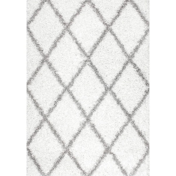 Tess Moroccan Shag White 7 ft. 10 in. x 10 ft. Area Rug