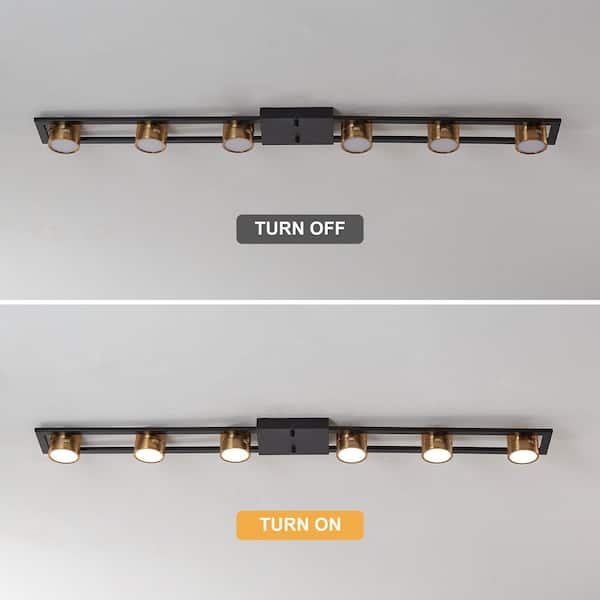 Genoci 48.42 in. 72-Watt Modern Black Dimmable Integrated LED