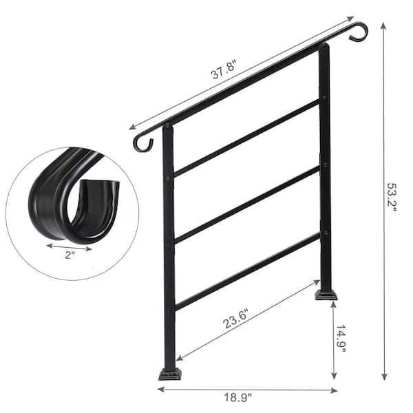 Karl home 38.3 in. H x 37.8 in. W Black Iron Stair Railing Kit