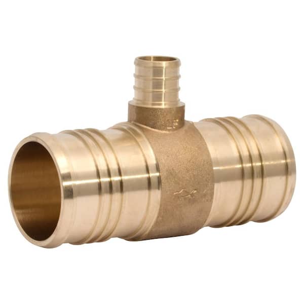 2 in. x 2 in. x 3/4 in. PEX Barb Brass Reducing Tee Fitting