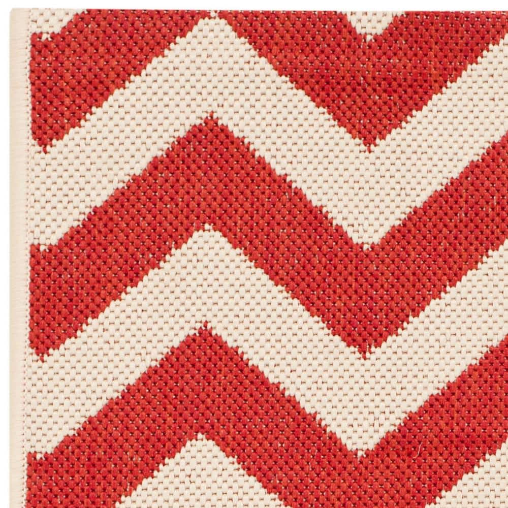 Contemporary Red Chevron 44"x24" Easy-Care Outdoor Rug