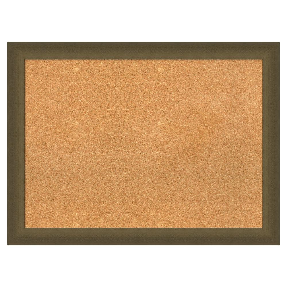 Amanti Art Blaine Light Bronze Narrow Natural Corkboard 32 in. x 24 in ...