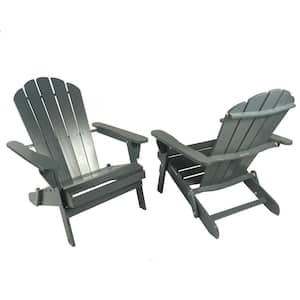 Graphite Folding Wood Patio Adirondack Chair (2-Pack)