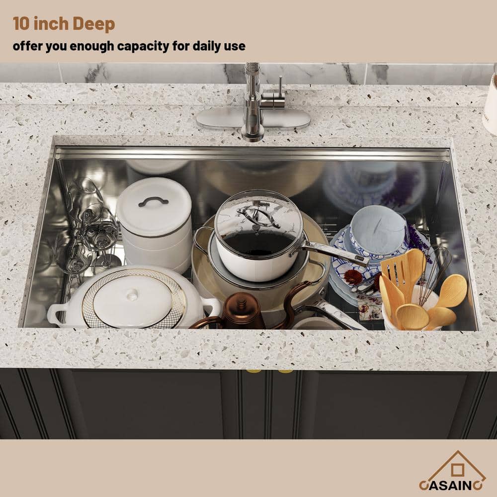 32" Brushed Stainless Steel Undermount Workstation Kitchen Sink