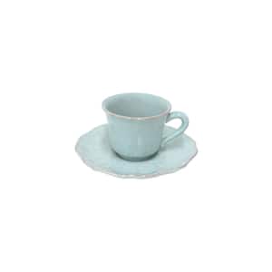 Impressions 3 oz. Blue Stoneware Coffee Cup and Saucer (Set of 6)
