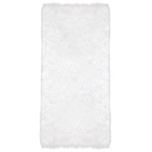Faux Sheepskin Fur Furry White 2 ft. x 10 ft. Fuzzy Cozy Area Rug Runner Rug