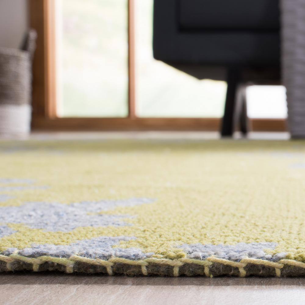 Chartreuse Hand-Knotted Wool and Viscose 3' x 5' Area Rug
