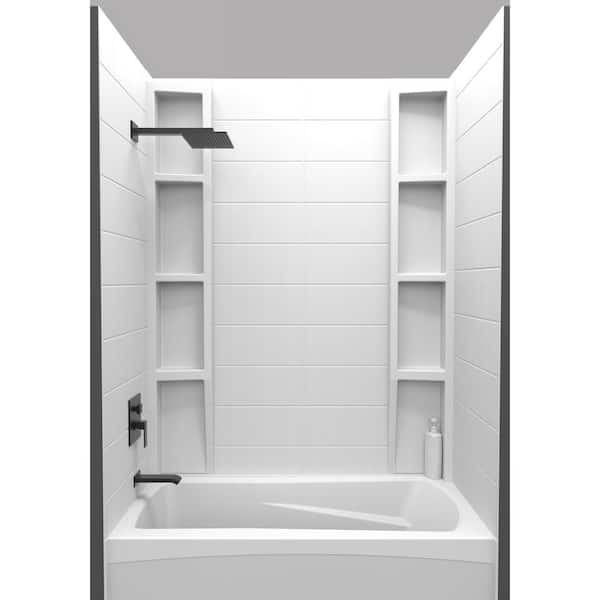 Unbranded 60 in. W x 58 in. H Acrylic Glue-Up Tub and Shower Surrounds in Contemporary Subway Tile Pattern