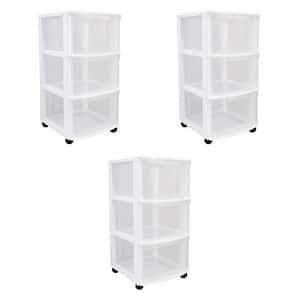 White Clear 3-Drawer Storage Chest System with Casters (3-Pack)