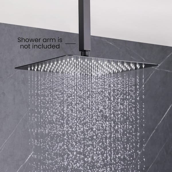 3-Spray Patterns with 1.75 GPM 12 in. Wall Mount Mist, Rain Fixed Shower Head with Pressure Balance in Matte Black