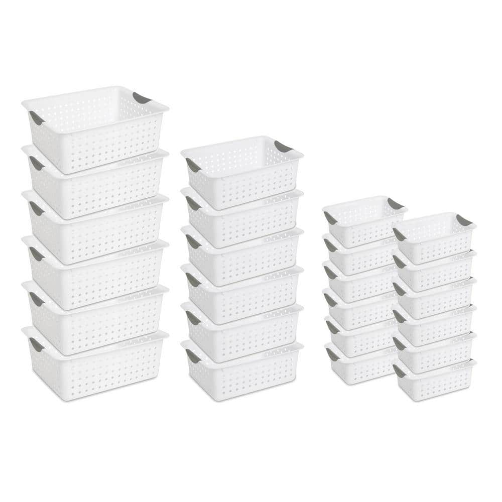 Set of 2 Plastic Rectangular Storage Trays Baskets Organization Bundle 