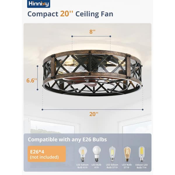 HINNIXY 20 in. indoor Black Gold Caged Flush ount Modern