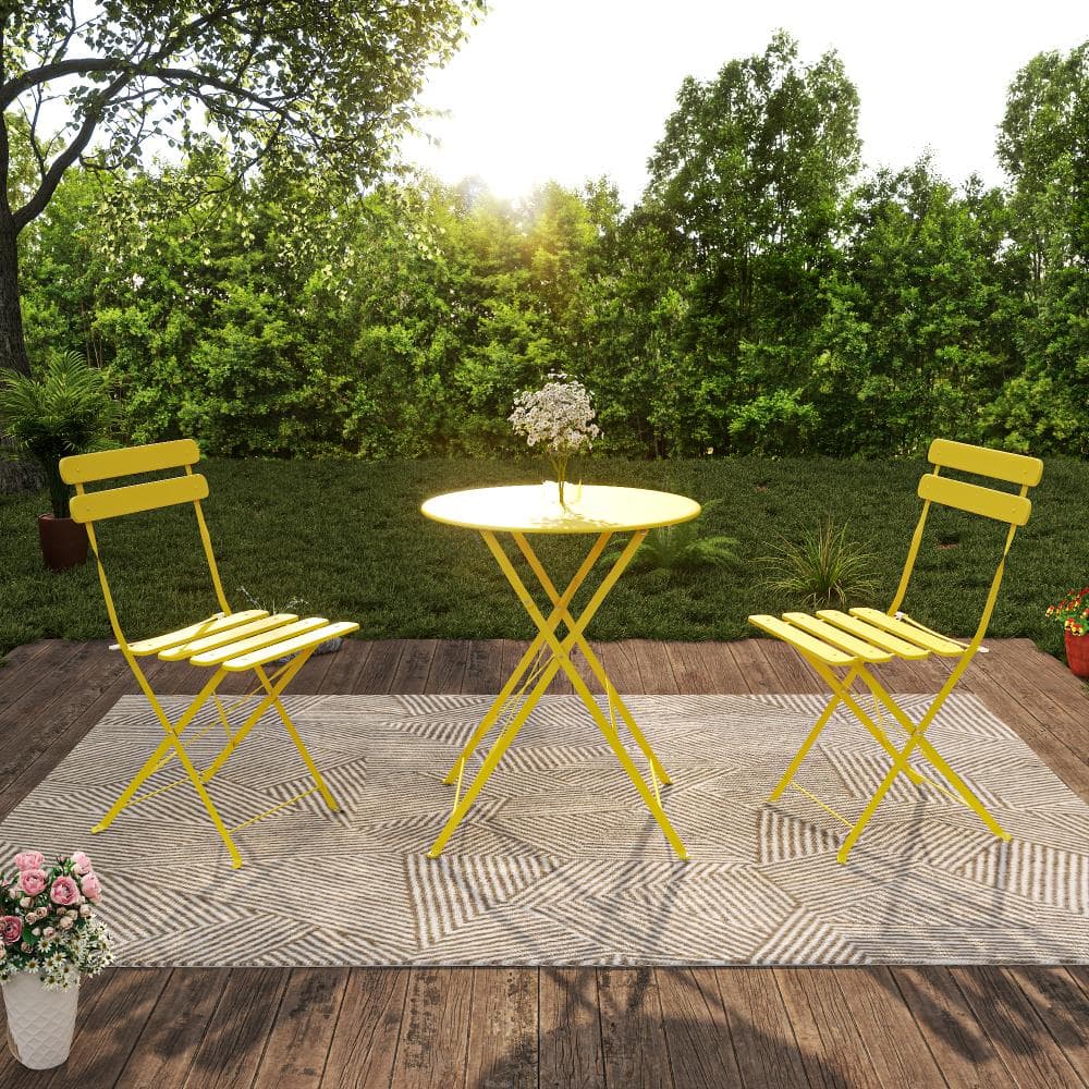 3 Piece Folding Patio Bistro Set ,Premium Frame  Coffee Table and 2 Chair-No Assembly Required price history on PriceWatchPro