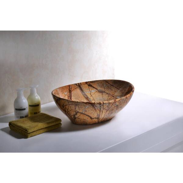 ANZZI Sona Series Oval Ceramic Vessel Sink in Marbled Adobe LS
