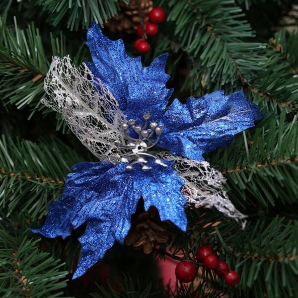 Pack 4 Blue Glittered 18cm Peacock Christmas Decorations Ornaments Pack 4 Blue Glittered 18cm Peacock Christmas Decorations Ornaments