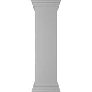 Plain 48 in. x 12 in. White Box Newel Post, Flat Capital and Base Trim (Installation Kit Included)