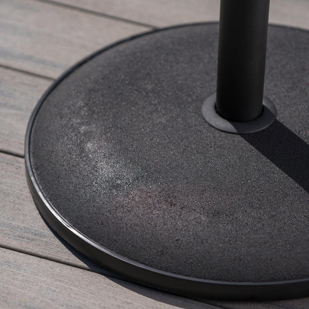 Black Concrete and Iron Round Umbrella Base, 36 lb